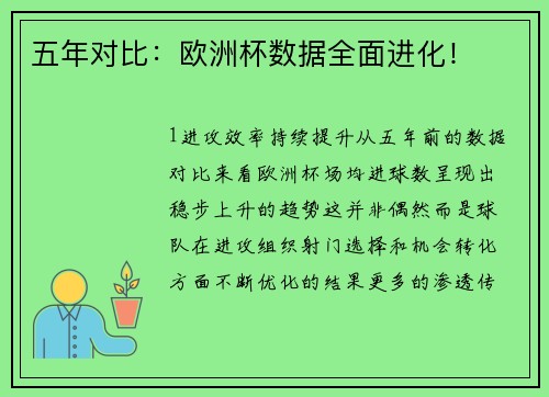 五年对比：欧洲杯数据全面进化！